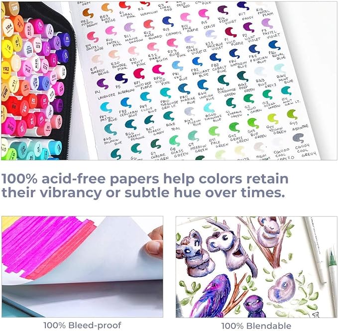Ohuhu 7"x10" Marker Paper Pad Art Sketchbook for Drawing and Sketching | Large Sketch Book - 120 LB/200 GSM Smooth Drawing Paper - 60 Sheets/120 Pages - Spiral-Bound Sketch Pad for Alcohol Markers