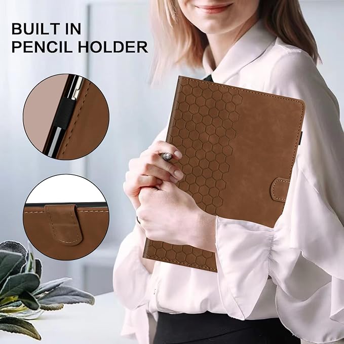 DTangLsm for Amazon Kindle Fire 10 Case & Fire HD 10 Plus Tablet Case,Brown | (13th/11th Generation 2023/2021 Release) 10.1" Slim Folding Stand Folio Cover for Fire HD 10 11th/13th Gen Case, Pen Holder