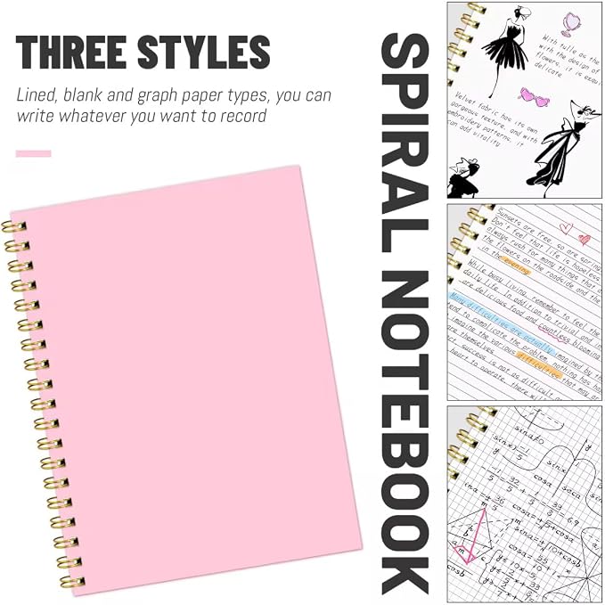 Graph Spiral Notebook-B5 Grid Journal 7.48" X 10.18",Pink Hardcover Graph Paper Notebooks 4 Pack 160 Pages 100GSM for Note Taking Engineering Graphing Work School Supplies