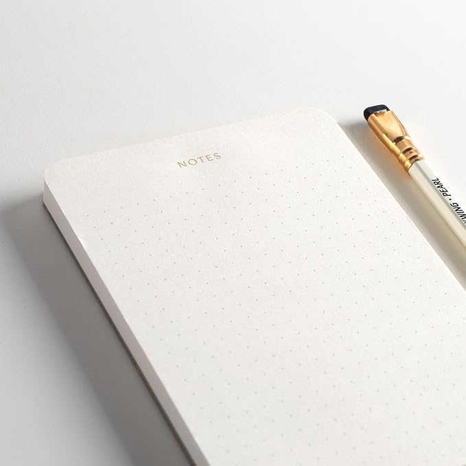 Pinesman - Elegant Desk Notepads for Professionals, Executive's Memo Pads, Minimalist, Gold Foiled, Dotted Layout, 3 Pack, 225 Sheets Total (75 Each), 6.3" x 3.9”, 95 GSM, Eco-friendly, FSC™ Certified Small Notepad