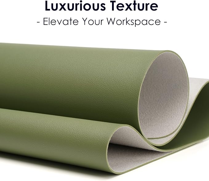 Leather Desk Pad Protector, Waterproof Mouse Pad, PU Desk Mat, Office Desk Cover, Desk Writing Mat for Office/Home/Work/Cubicle (Avocado Green) 23.6x13.7 in