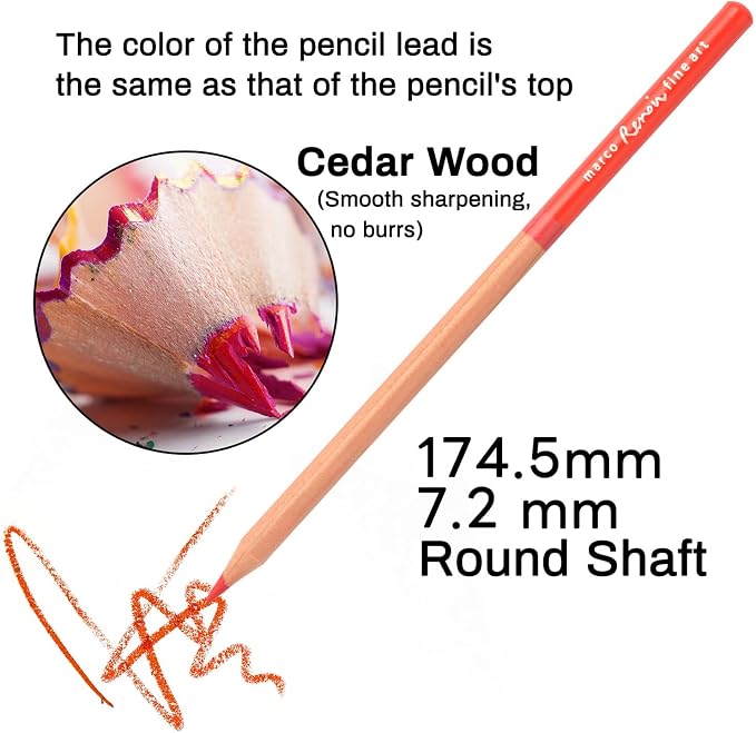 Oil-based Colored Pencils 3.7mm Thick Core, Unbreakable, Great Color Rendering, Iron Box Packed, for Artists & Art Lovers (Renoir 3100 Series - 24 Colors)
