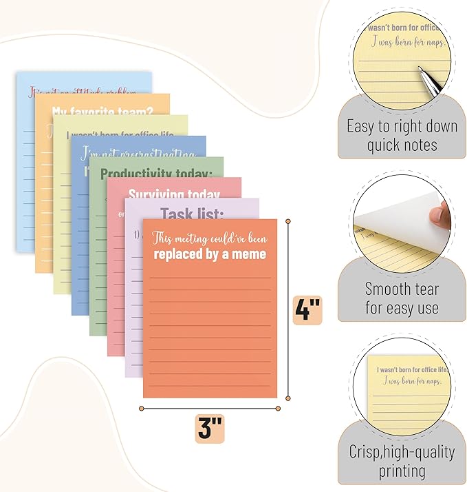 Mr. Pen- Sarcastic Sticky Notes and Funny Stylus Pens, 20 Pack | 3" x 4" Sticky Notes, 8 Pads, 240 Sheets, 12 Black Ink Funny Pens with Stylus Tips for Reminders