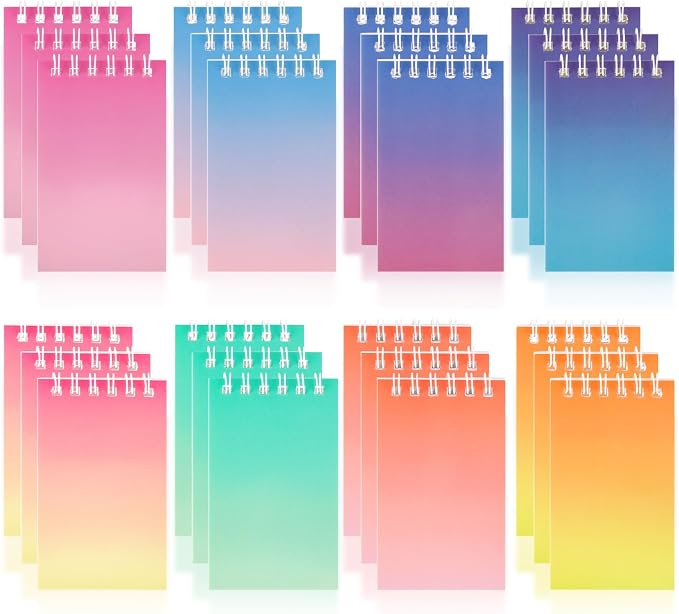 Hooqict 24 Pack Mini Pocket Notebooks Bulk Small Spiral Notebook Colorful Notepads Memo Note Pads for Kids Party Favors, Nurse, Office, Classroom School Supplies, 3.9 x 2.4 Inch