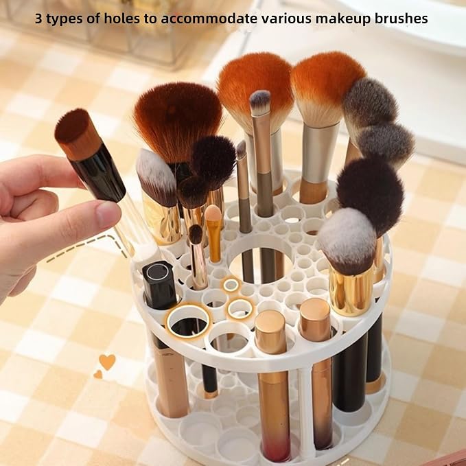 Feadily 4 PCS 45 Hole Paint Brush Holder, Makeup Brush Storage, Desk Organizer for Colored Pencils, Markers (Beige)