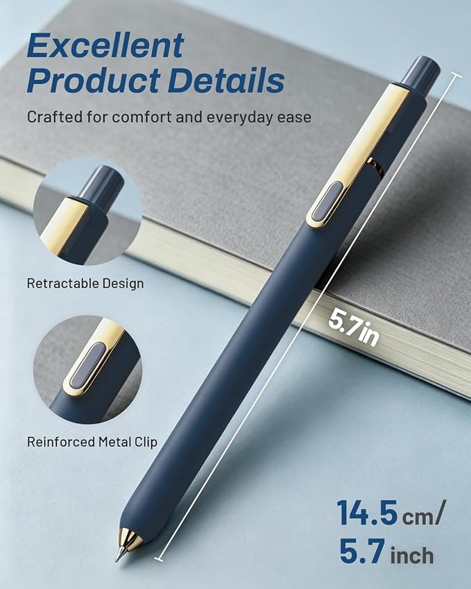 SUNEE Gel Pens, 12 Pack 0.5mm Pens Fine Point Smooth Writing Pens with Quick-Dry Black Ink, Cute Aesthetic School Office Note-Taking Pens for Journaling - Vintage