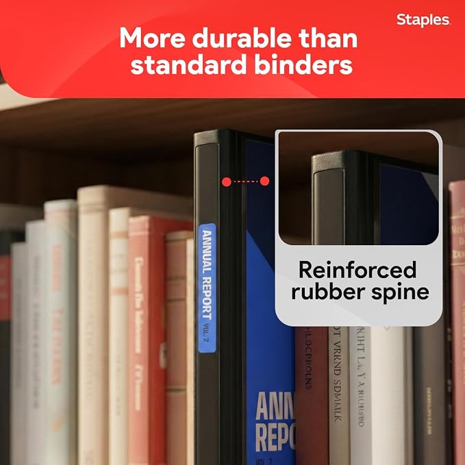 Staples Better 1-Inch D-Ring Binder, Black – Heavy-Duty 3-Ring Binder for School & Office Organization