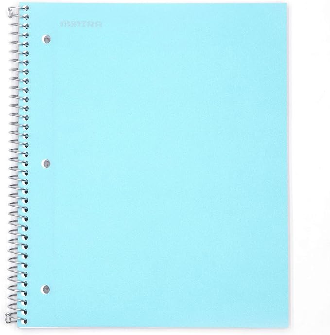 Mintra Office Durable Spiral Notebooks, 1 Subject, (Teal, Purple, White, Wide Ruled 3 Pack), 100 Sheets, Poly Pocket, Moisture Resistant Cover, Strong Chipboard back, For School, Office, Business