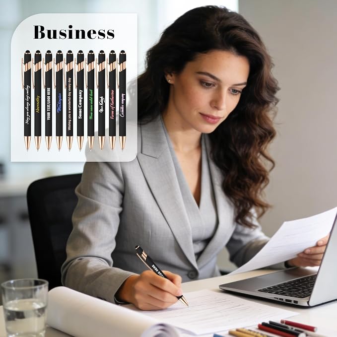 ENOMY Personalized A5 Notebook Set 240 Lined Pages Custom Notebook with 10 PC Pens PU Leather Journal Cover to Business Gift College Birthday Corporate Men & Women, Light Blue