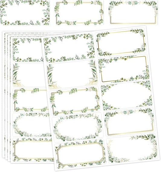 JarThenaAMCS Eucalyptus Address Label Stickers Wedding Greenery Leaves Printable Mailing Labels Self-Adhesive Name Sticker Gift Tag for Baby Shower Mailing Package Office Printer, 200 Pcs, 2 x 4 Inch