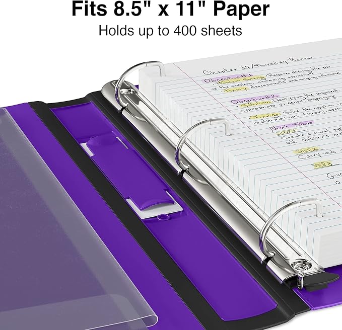 Staples Better 1.5-Inch 3-Ring Binder, Purple – Heavy-Duty Binder for School & Office Organization