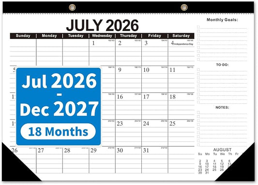 MZD8391 Desk Calendar 2026-2027, Jul 2026-Dec 2027, 17" x 12" Big Calendar | 18 Months, Large Desktop Calendar, Wall Calendar, Monthly Planner, Julian Dates,Home School Office Planning Organization Gift