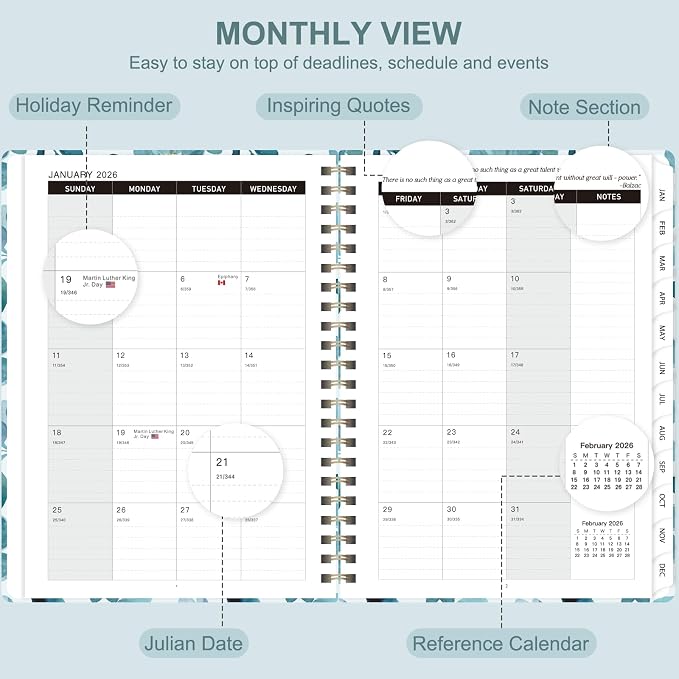 2026 Planner, Weekly and Monthly Calendar Planner Agenda, Jan 2026 - Dec 2026, Planning Academic Book, Office Desk Accessories and School Supplies - A5 (6.3'' x 8.5'')