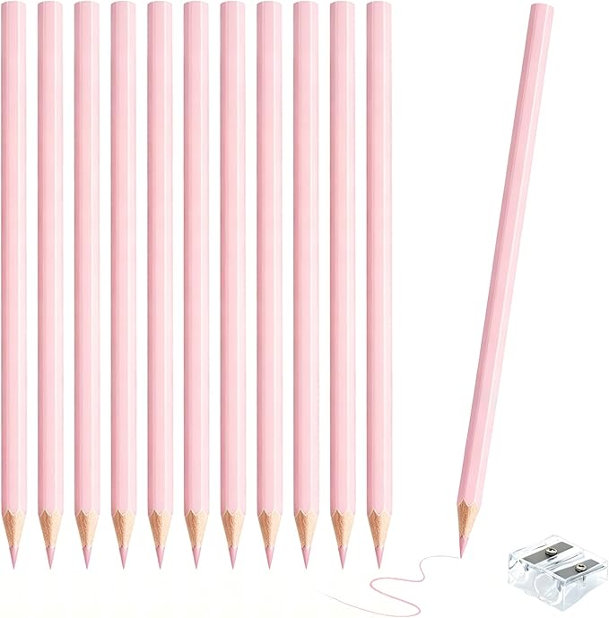12 PCS Macaron Pink Colored Pencils Pre Sharpened Pencil 2 HB - Ideal for Checking, Grading, Tests & Office/School Supplies