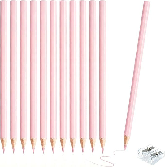 12 PCS Macaron Pink Colored Pencils Pre Sharpened Pencil 2 HB - Ideal for Checking, Grading, Tests & Office/School Supplies