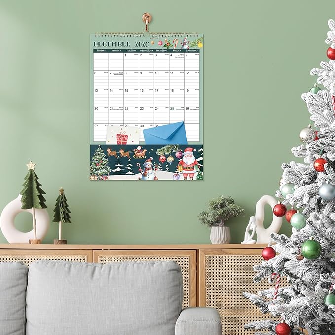 2026-2027 Wall Calendar - 11.4" x 14.5", 18 Months from Jul. 2026 - Dec. 2027, 2026-2027 Wall Calendar with Pockets for Home & Office, Vertical Calendar with Hanging Loop