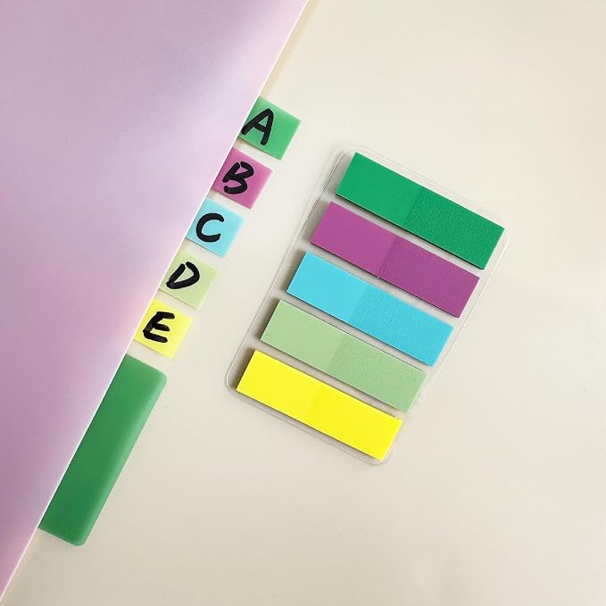 ELII 500 PCS Sticky Index Tabs 21 Sets, Colorful Book Tabs for Notebooks | Sticky Tabs,Page Tabs, Page Markers ,Self Adhesive,Index Labels,Safety Material, Smooth Writing,Transparent,Repositionable