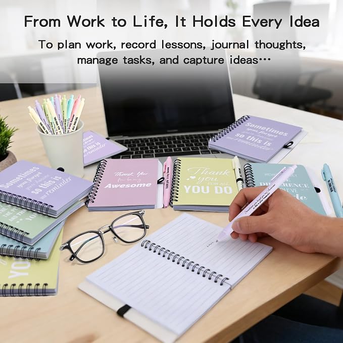 30 Sets/60 Pcs Employee Appreciation Gifts Bulk – Inspirational Notebooks with Motivational Pens, Small Notepads for Coworkers, Office Staff, Team, Volunteer, Nurse, Teachers, Housekeeping (Macaron)