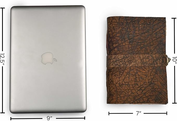 LEATHER VILLAGE Leather Bound Vintage Journal for Women & Men - Book of Shadows - Lock Closure - 200 Pages of Antique Deckle Edges Handmade Watercolor Paper - Distressed Brown - 10X7 inches