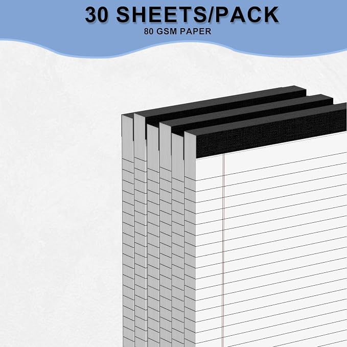 12pcs Small Note Pads, White Notepads 5x8 College Ruled Notebook, Writing Pads 5 x 8, Legal Pads, Pad Paper Perforate Notebooks for Work, Message, School, Office Supplies,30 Sheets/Pack