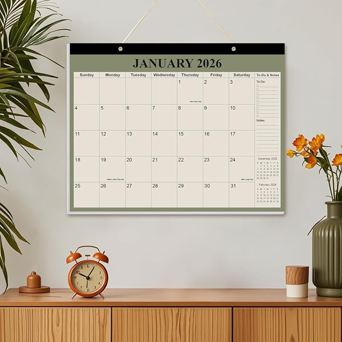 Desk Calendar 2026-2027 - Calendar 2026-2027 from July 2026 to June 2027, 18 Months Calendar with Thick Paper for Office, Home, School Organizing, 14" X 11", Cyan