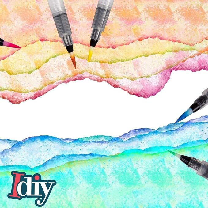 Refillable Watercolor Brush Pens Set of 12 – Water Brush Pens with 3 Tip Sizes (3mm, 4mm, 5mm) – Nylon Point Tips for Painting, Lettering, Calligraphy & DIY Crafts – Easy Flow Control & Easy to Clean