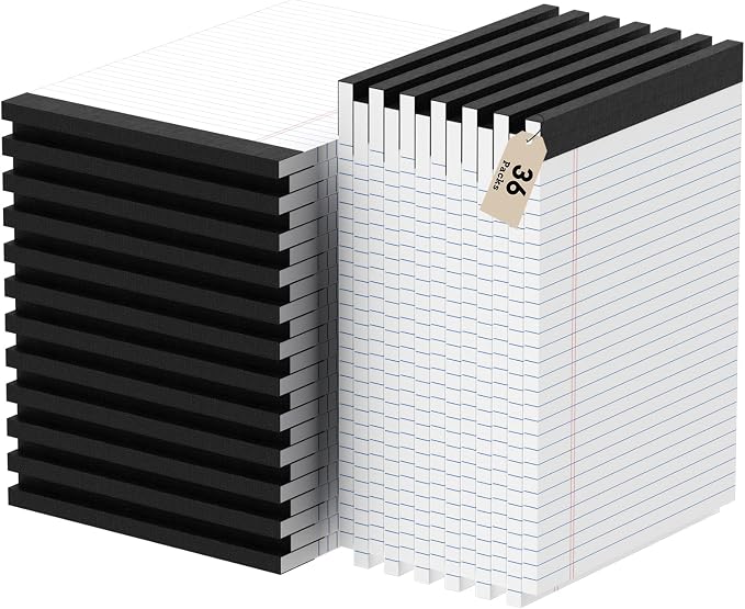 Legal Pads 8.5 X11, Narrow Ruled Notepads, 36 Pack, 50 Sheet/Pad | White Legal Pads, Tear Off Notepad, Perforated Writing Pad, Notebook Paper College Ruled, Notepads For Office Home School