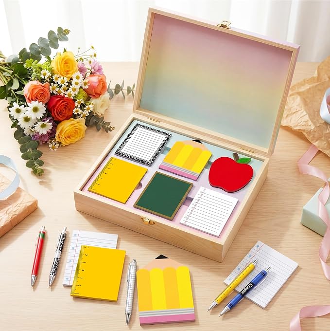 Eaasty 24 Pcs Back to School Teacher Gifts Bulk Cute Composition Notepads and Ballpoint Pens with Ribbon Inspirational Thank You Gifts for Teacher, Student, Staff, Coworker