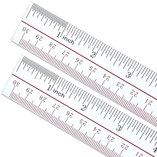 Ruler 12 inch, Clear Plastic 12 inch Ruler, Apply to Rulers for Kids and Office Use Measuring Tools, Transparent Metric Straight with Inches and Centimeters, Ruler Set Pack of 2