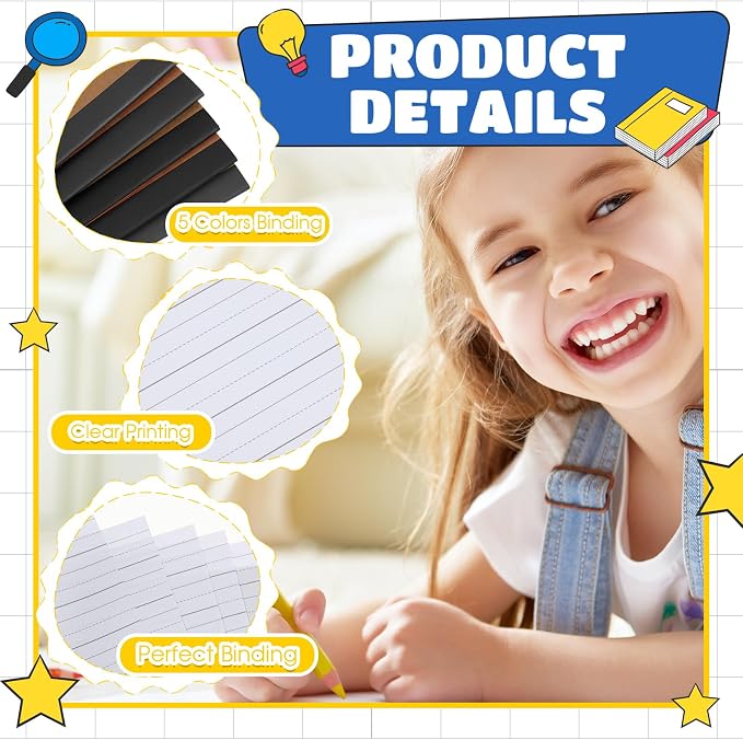 Henoyso 20 Pack Primary Composition Notebook, 9-3/4" x 7-1/2", Kids Primary Journal, K-2 Writing Notebook for Kids Student Draw Write Story Journal Half Blank Books(Black)
