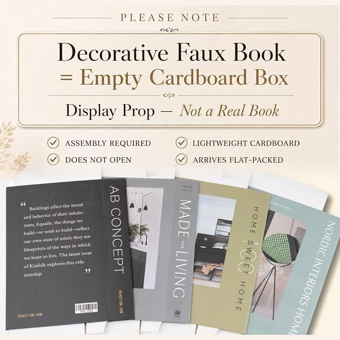 PROBENEX 4 Pcs Decorative Books | Faux Olive Coffee Table & Shelf Decor | Earthy Botanical Look for Living Room, Office and Entryway - Not Real, Tool-Free 2-Min Setup