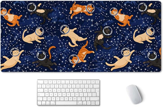 SSOIU Cute Cats & Constellations Desk Mat - Extra Large, XXL Gaming Mouse Pad, 35.5" x 15.7"
