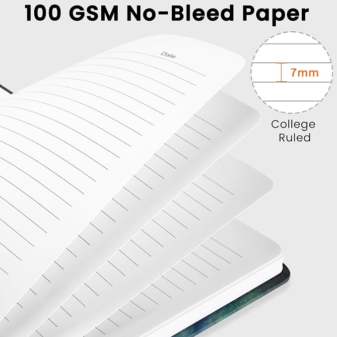 CICPAP Lined Spiral Journal Notebook, A5 College Ruled Notebook for Journaling, Note-Taking, and Daily Planning, Durable Hardcover with an Elegant Design, Aurora