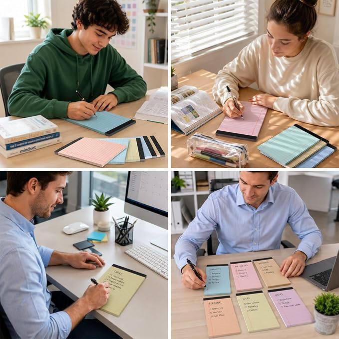gisgfim 12 PCS 4" x 6" Small Legal Pad College Ruled Lined Mini Legal Pad 80 GSM Soft Neutral Law Memo Pads 30 Sheets Memo & Scratch Pads for Home Office School Work Business To Do List Grocery List