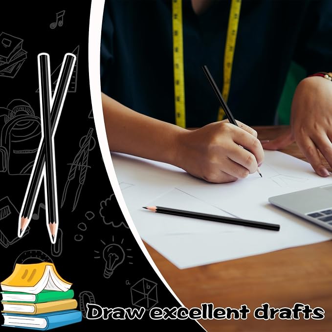 24 Pack Black Colored Pencils for Kids, Pre-sharpened Art Pencils Back to School Supplies Set, Drawing Sketching Pencils for Students, Teachers, Classroom