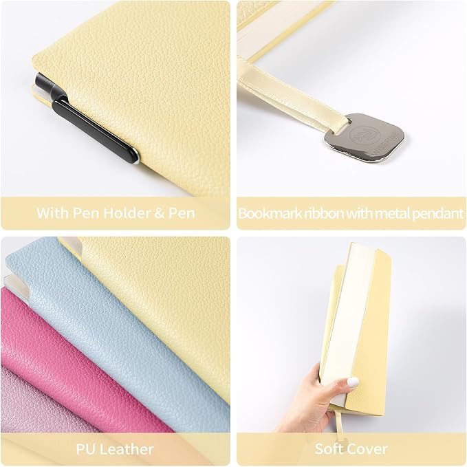 Lined Journal Notebook A5 Soft PU Leather Journals for Writing 160 Pages Daily Journaling Ruled Notebooks for Work
