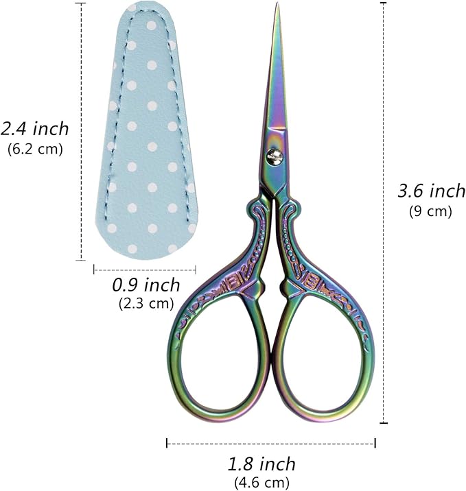 Cute 3.6inch Embroidery Scissors Crafting Sewing Threading Needlework Scissors with Leather Scissor Cover for Sewing Handicrafts Tool Craft Art Work and Everyday Use