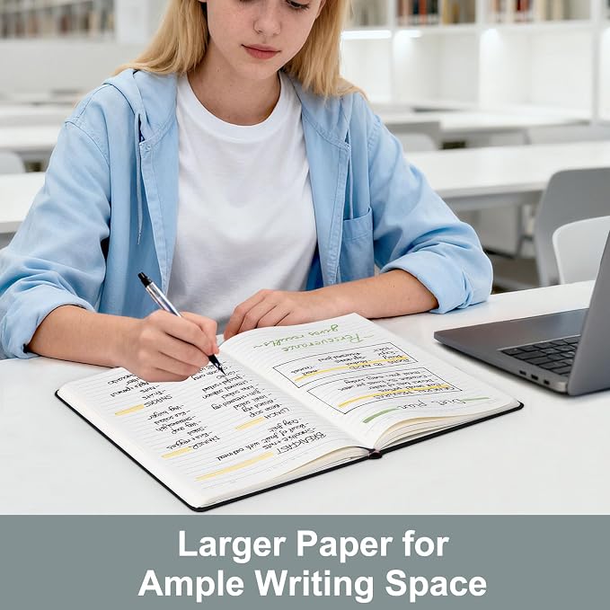 Comix B5 Lined Journal Notebooks, 208 Pages, 6.9 x 9.8 Inches, Black, Hardcover Journaling Notebooks for Men & Women- Fits for Office, Business, School, Notes Taking & Writing
