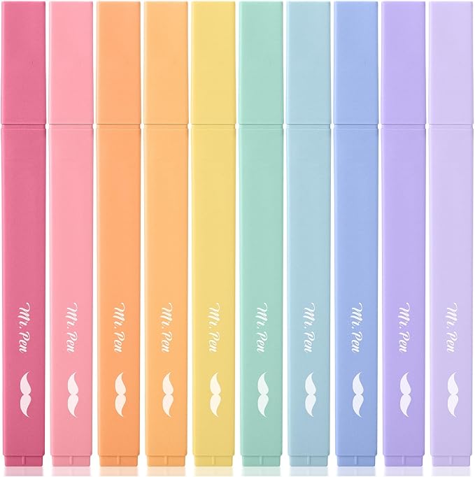 Mr. Pen- Aesthetic Highlighters No Bleed, 10 Pack, Assorted Colors | Chisel Tip, Cute Highlighters Assorted Colors for Journaling, Highlighting, Underlining, Fast Dry, Back to School Supplies