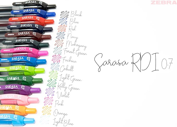 Zebra Pen SARASA X20 Retractable Gel Pen, Assorted Ink, 0.7mm, 14-Pack