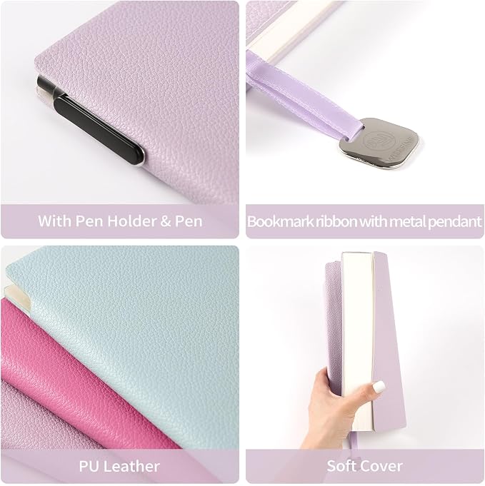 Lined Journal Notebook A5 PU Leather Journals for Writing 160 Pages Daily Journaling Ruled Notebooks for Work
