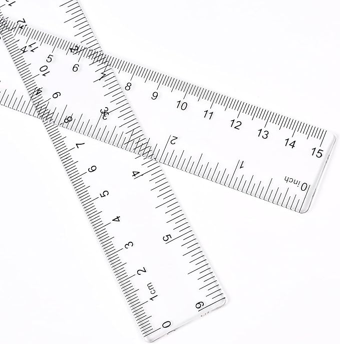 Unjoo Clear Plastic Ruler 6 Inch Straight Rulers, for School, Office, 2pcs | Shatterproof Rulers, with Inches and Centimeters, Easy-to-Read Markings, Plastic Drafting Measuring Ruler