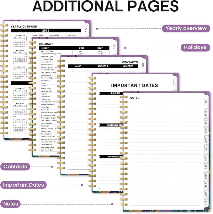 Planner 2026-2027, Academic Year Monthly and Weekly Calendar Planner, Jul 2026 - Jun 2027, Hardcover Teacher Student Planning Agenda book with Tabs, Perfect for School Office Supplies, 6.3" x 8.5" - Fable Grove