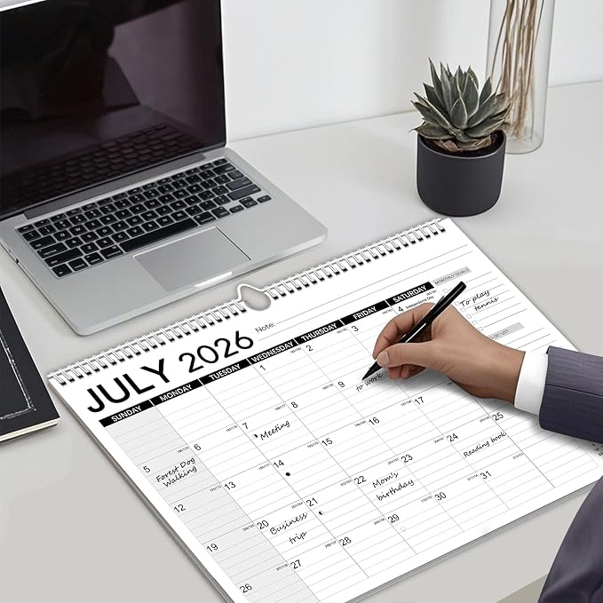 Calendar 2026-2027 18 Months-Simple | 17" x 12"| 110GSM Thick Paper | No-Bleed | Stickers Attached | Home, School & Office Use