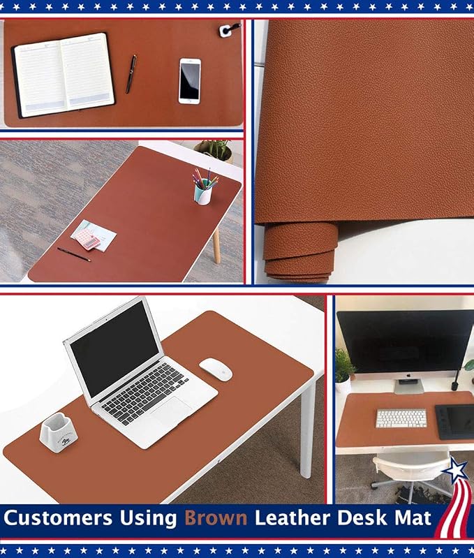 24 X 36 Inch Multifunctional Office Felt Desk Pad Desk Cover Leather Mat Blotters Table Protector on Top of Desks Large Laptop Computer Gaming Keyboard Mouse Pad Organizer for Women Waterproof Black
