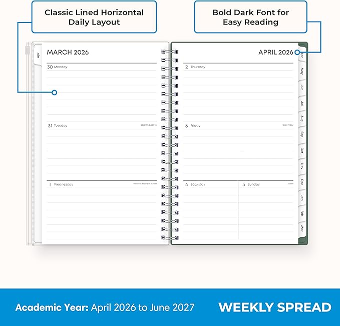 Blue Sky 2026-2027 Weekly & Monthly Academic Planner, 5"x8", Seychelle | 15-Month, April 2026 - June 2027, Flexible Cover With Zip Pouch, Wirebound, Storage Pocket, Academic Year