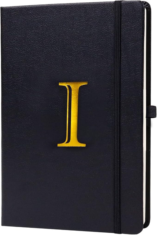 Business Notebook for Men Women, A5 Journal Notebook with A-Z , Dual-Sided Writing Paper Notebook with Dividers, Travel Journal for Teens, 200 Pages Leather Journal for Writing, Work, Meetings Black,I