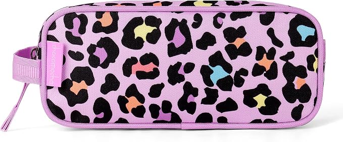 Choco Mocha Kids Pencil Case for Girls, Soft Zipper Pencil Pouch for Girls Pencil Case for School Leopard Pencil Bag for Toddler Girl, Cheetah Pink
