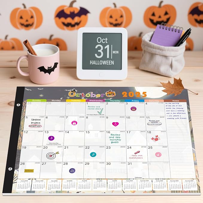 Gannyfer Desk Calendar 2026-2027, 18-Month Large Desk Calendar, Use Now Until March 2027, 22" x 17" Desktop Pad Calendar, with Notes Section, Thick Paper, Large Grid Layout (6 Stickers Included)