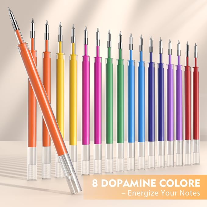 Hiacry 8Pcs Colorful Gel Pens - 0.7MM Fine Point Colored Ink Fidget Pens | Smooth Writing Quick-Dry Pens, No Bleed, Journaling,Note Taking, Coloring, Drawing, School, Office, Men & Women ( Dopamine ）
